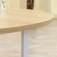 HOMCOM Juego de 2 Mesas de Centro Ø65x32 cm y Ø45x26 cm con Encimera de Madera y Patas de Metal Natural y Blanco(m-8)