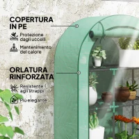 Outsunny Serra a Parete a 4 Livelli con Porta a Cerniera, in Acciaio e PE, 100x45x160 cm, Verde(m-4)