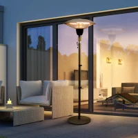 Parasol chauffant infrarouge 9 m² et IP44 chauffage d'appoint sans CO₂ dim. Ø 44 x 195 cm chauffage radiant sur pied 1500 W métal gris(m-2)