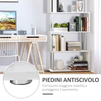 HOMCOM Libreria a 4 Ripiani Design Moderno in Legno e Metallo, Libreria Scaffale per Soggiorno, Studio, Ufficio, 80x30x145cm Bianca(m-6)