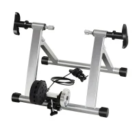 HOMCOM Home Trainer pour vélo Support entraînement vélo VTT Trainer magnétique Pliable 5 Niveaux de résistance réglable Gris métal(m-1)