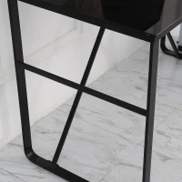 HOMCOM Tempered Glass Top Writing Desk with World Map Printing, Writing Workstation, Home Office Table with Metal Frame, Easy Assembly, Black(m-9)