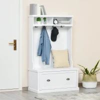 Aosom Garderobe im Vintage-Design mit Sitzbank 2 Regale MDF Weiß(m-2)