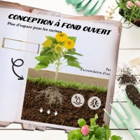 Outsunny Jardinière potager de jardin bac à fleurs en bois avec fond ouvert bois de sapin dim. 222L x 63L x 48Hcm bois naturel(m-5)