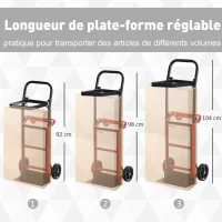 HOMCOM Chariot-Poubelle Chariot de Nettoyage Chariot de Transport Manutention Cadre en Métal 56 x 38,5 x 70,5 cm Noir Orange(m-5)