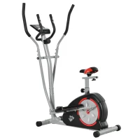 HOMCOM Bicicleta Elíptica de Fitness con Volante de Inercia 6kg Resistencia Magnética Ajustable Sillín Regulable Pantalla LCD Pulsómetro 130x68x162 cm Negro y Plata(m-10)