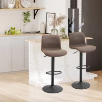 HOMCOM Bar Stools Set of 2, PU Leather Barstools with Backrest and Footrest for Kitchen, Counter, Breakfast Bar, Brown(m-8)