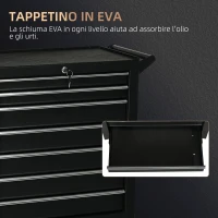 DURHAND Carrello da Officina con 7 Cassetti, Serratura con Chiavi, Ruote e Maniglia, 69x33x75cm, Nero(m-5)
