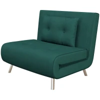 HOMCOM Poltrona Letto Singolo con Schienale Reclinabile in Velluto, 100x88x83cm, Verde Scuro(m-10)