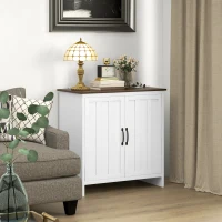 HOMCOM Credenza Cucina Moderna a 2 Ante con Ripiano Regolabile in Legno, 80x39.7x80cm, Bianco(m-7)