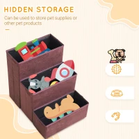 PawHut Pet Stairs Washable Fleece Faux Suede Cover 3 Step Dog Cat Foldable Portable Mobility Assistance 41 x 19cm Brown(m-5)