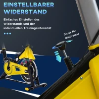 HOMCOM Fahrradtrainer höhenverstellbarer Heimtrainer Fitnessfahrrad Rollentrainer mit Riemenantrieb LCD-Display Stahl ABS Gelb+Schwarz 45,5 x 100 x 101-113 cm(m-6)
