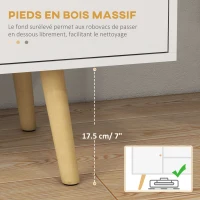 HOMCOM Meuble TV style scandinave 2 portes 2 niches passe-fils piètement bois pin panneaux blanc - 120 x 34 x 50 cm blanc(m-6)