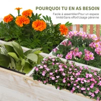 Outsunny Jardinière sur Pieds carré Potager avec étagère dim. 80L x 40l x 78H cm 4 Compartiments Bois Sapin Blanc Effet Vieilli(m-7)