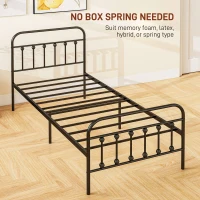 HOMCOM Single Minimalistic Metal Bed Frame - Black(m-6)