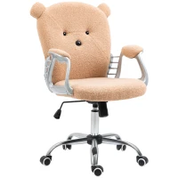 Vinsetto Cute Office Chair, Bear Shape Desk Chair with Teddy Fleece Fabric, Padded Armrests, Tilt Function, Adjustable Seat Height, Brown(m-11)