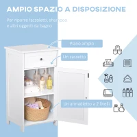 kleankin Mobiletto Armadietto 2 Cassetti, Mobile Bagno Design Anti-Ribaltamento da Bagno in MDF, 43x34x77 cm, Bianco(m-5)