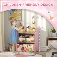 AIYAPLAY 3-Tier Kids Toy Storage Unit with 6 Removable Storage Boxes, for Playroom, Bedroom, Children's Room, Nursery, Pink(m-7)