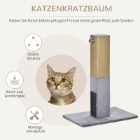 PawHut Kratzbaum für Katzen, Kratzsäule, 79 cm Katzenbaum mit Juteseil, inklusive Spielzeug, Plüsch, Grau(m-4)