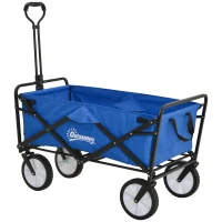 Outsunny Bollerwagen Handwagen mit faltbar Bremsen Verstellbarem Griff Transportwagen 68 KG Belastbar, Strandwagen Gartenwagen für Strand Garten Einkauf Shopping(m-10)