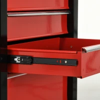 HOMCOM 5-Drawer Tool Chest, Lockable Steel Tool Storage Cabinet with Wheels and Handle Tool Box for Garage, Workshop, Red(m-8)