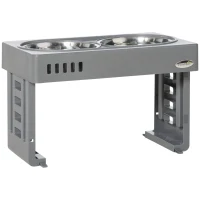 PawHut Set 2 Ciotole per Cani da 1.2L con Gambe Rimovibili, in ABS e Acciaio, 44x27.7x28 cm, Grigio e Argento(m-1)