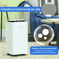 HOMCOM Deshumidificador Eléctrico 12L/día Depósito de Agua 2,5 Litro con 5 Modos 2 Velocidades Temporizador 25x25x50,5cm Blanco(m-6)
