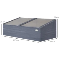 Outsunny Wooden Cold Frame Mini Greenhouse Garden Polycarbonate Grow House with Independent Openable Top Covers for Flowers, Vegetables, Plants, 100 x 50 x 36 cm, Light Grey(m-3)
