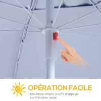 Outsunny Parasol de plage parasol abri solaire contemporain protection UPF 50+ sac transport fourni bleu marine(m-4)