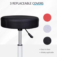HOMCOM Hydraulic Swivel Salon Spa Stool Height Adjustable Facial Massage Tattoo with 3 Changeable Seat Covers, Black(m-6)