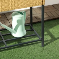 Outsunny Hochbeet, Blumenkasten, tiefe Ablage, Metallrahmen/Polyrattan, 70 x 30 x 72 cm, Sandfarben(m-9)