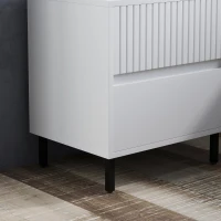 HOMCOM Simple Line Indented Two-Drawer Bedside Table - White(m-9)