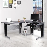 HOMCOM Scrivania Angolare per Computer Scrivania da Ufficio Porta PC 164 x 139 x 75cm Nero(m-2)