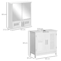 kleankin Meuble sous lavabo + armoire murale de salle de bain avec miroir avec étagère réglable poignées alliage aluminium(m-3)