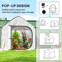 Outsunny 150 x 148cm Pop-Up Greenhouse - White(m-4)