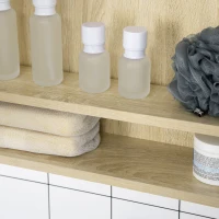 kleankin LED Bathroom Mirror Cabinet, Wall Mounted Dimmable Brightness Medicine Cabinet with Adjustable Shelf and Mirrored Door, Memory Function, USB Charge, Natural(m-9)