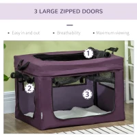 PawHut 60cm Pet Carrier, with Cushion, for Miniature Dogs - Purple(m-8)