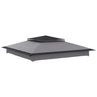 Outsunny Pop up Gazebo Cover, 2-Tier Gazebo Roof Replacement for 3.25m x 3.25m Frame, 30+ UV Protection, Grey(m-11)