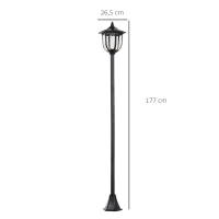 Outsunny Lot de 2 luminaires extérieurs lampadaire sur pied solaire lampadaire lanterne classique LED 60 Lm max. noir(m-3)