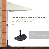 Outsunny Ombrellone da Parete Mezzaluna Salvaspazio con Apertura a Manovella, Beige(m-4)