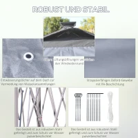 Outsunny 3,3 x 3,3 m Faltpavillon mit LED-Beleuchtung, Meshvorhänge, Tragetasche, Grau(m-7)