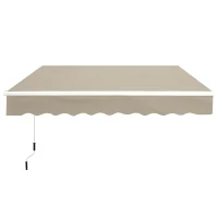Outsunny Gelenkarmmarkise Verstellbare Klemmmarkise Terrassenmarkise 3,95 x 3m Sonnenschutz mit Kurbel, Balkonmarkise, Beige(m-10)