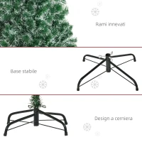 HOMCOM Albero di Natale Artificiale da 416 Rami in PET con Base in Metallo, Ø75x150 cm, Verde(m-7)