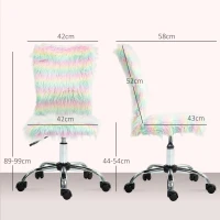 HOMCOM Silla de Escritorio sin Brazos con Altura Ajustable Tapizado en Felpa y Respaldo Alto Carga 120 kg Multicolor(m-3)