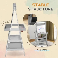 AIYAPLAY 3 in 1 Kids Easel Double-Sided Magnetic Whiteboard and Chalkboard with Paper Roll, Storage Baskets - Grey(m-7)