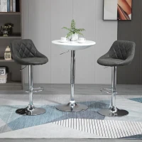 HOMCOM Set 2 Sgabelli da Bar con Altezza Regolabile, Base in Metallo e Seduta Finta Pelle, Sgabelli Alti Moderni Girevoli con Schienale e Poggiapiedi 46x48x83-104cm, Grigio Scuro(m-2)