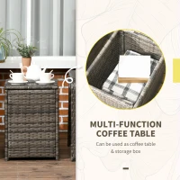 Outsunny 3 Pieces Rattan Bistro Set, Wicker Garden Furniture Set with Storage Coffee Table and Chairs, Thickened Cushions for Outdoor, Patio, Balcony, Grey(m-5)