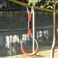 Outsunny Obstacle Course for Kids 46FT Slackline Kit with Rings Monkey Bars Fist Swing Climbing Rope Carry Bag Tree Protectors Training Equipment for Backyard(m-8)