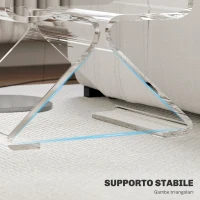 HOMCOM Tavolino Basso Geometrico a 2 Livelli  in Acrilico con Gambe Triangolari, 40x30x45 cm, Trasparente(m-5)