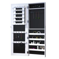 HOMCOM Schmuckschrank, Spiegelschrank, Schmuckkommode, Weiß(m-9)